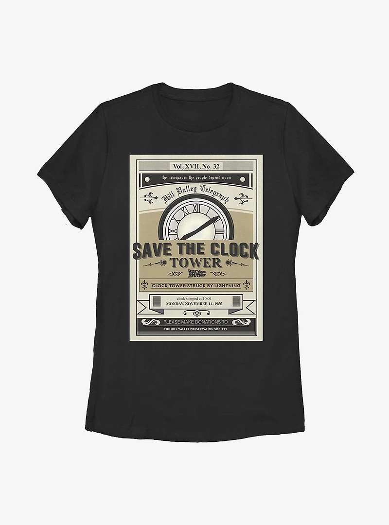 Back To The Future Clock Tower Flyer Womens T-Shirt