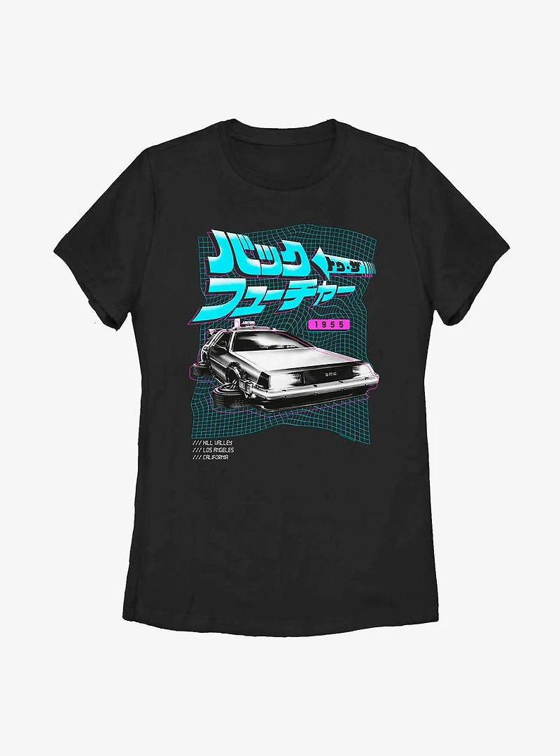 Back To The Future Japanese Text DeLorean Womens T-Shirt