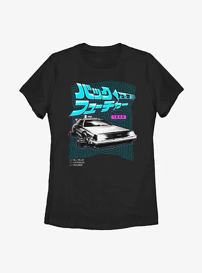 Back To The Future Japanese Text DeLorean Womens T-Shirt
