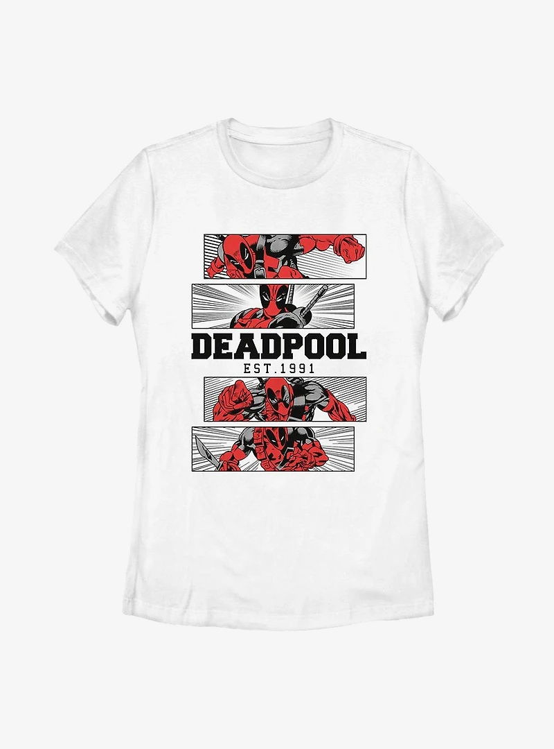 Marvel Deadpool 4 Panel 2 Tone Womens T-Shirt