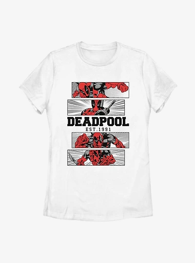 Marvel Deadpool 4 Panel 2 Tone Womens T-Shirt