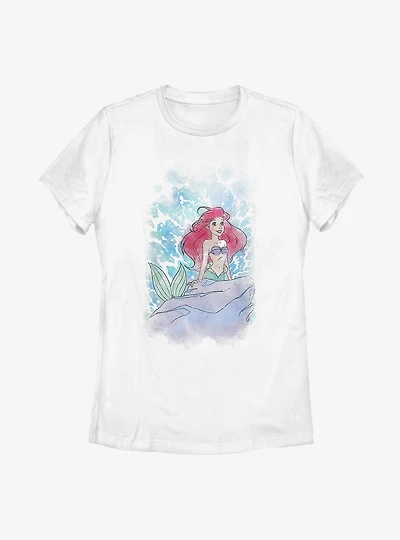 Disney The Little Mermaid Watercolor Splash Womens T-Shirt