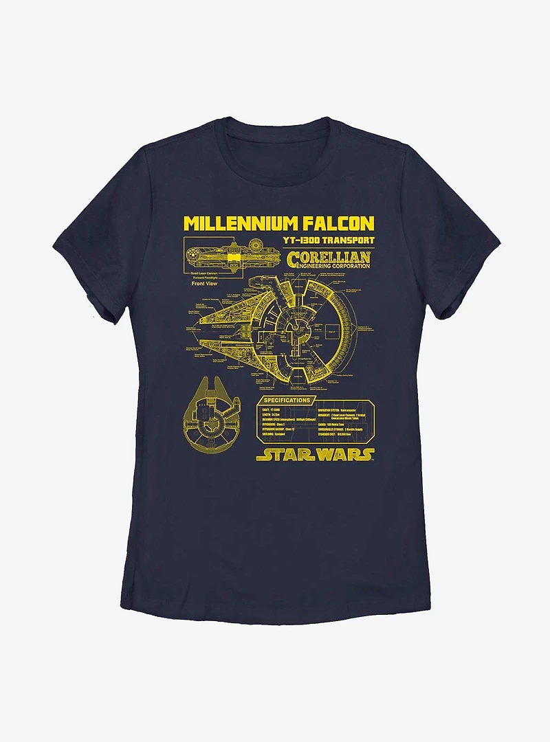 Star Wars Falcon Schematic Womens T-Shirt