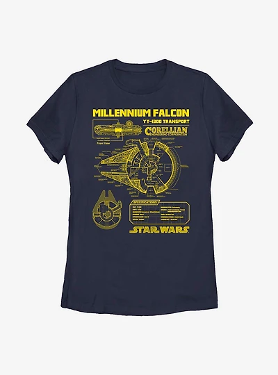 Star Wars Falcon Schematic Womens T-Shirt