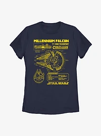 Star Wars Falcon Schematic Womens T-Shirt