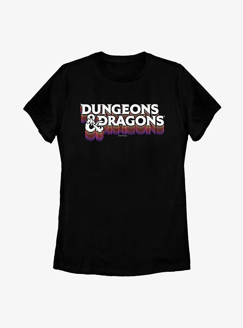 Dungeons & Dragons Logo 70's Retro Colors Womens T-Shirt