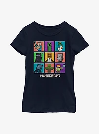 Minecraft 9 Character Boxup With Chicken Jockey Youth Girls T-Shirt