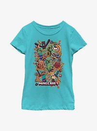 Minecraft Funtage Arrow Composition Featuring Chicken Jockey Youth Girls T-Shirt