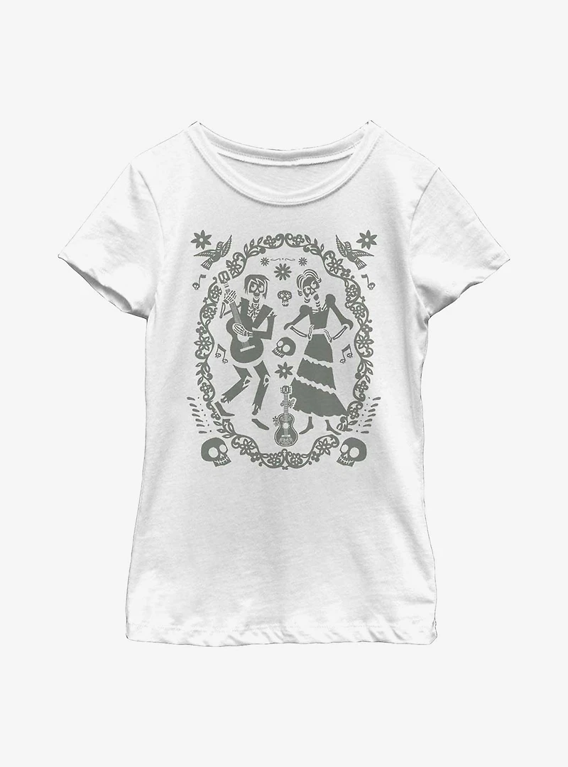 Disney Pixar Coco Paper Art Oval Youth Girls T-Shirt
