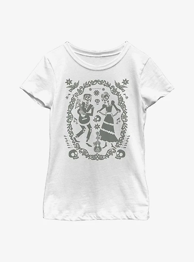 Disney Pixar Coco Paper Art Oval Youth Girls T-Shirt