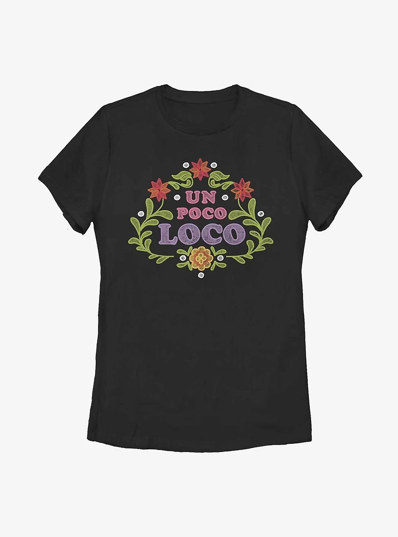 Disney Pixar Coco Un Poco Loco Floral Emb Womens T-Shirt