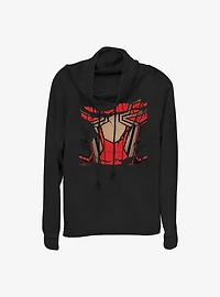 Marvel Spider-Man Ripped Spidey Suit Cowlneck Long-Sleeve Girls Top