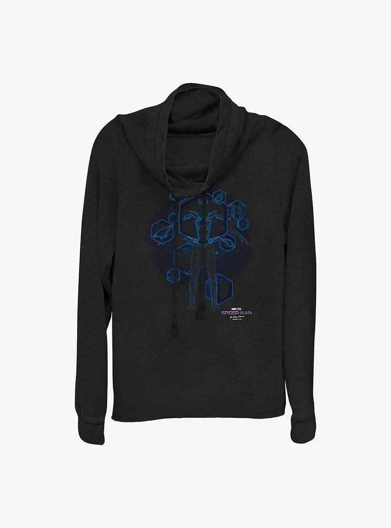 Marvel Spider-Man Blue Print Ready Cowlneck Long-Sleeve Girls Top