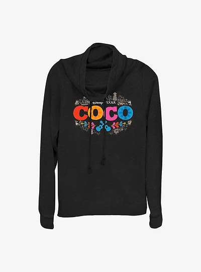 Disney Pixar Coco Artistic Logo Cowlneck Long-Sleeve Girls Top