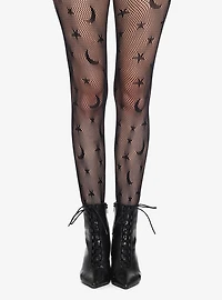 Celestial Black Fishnet Tights