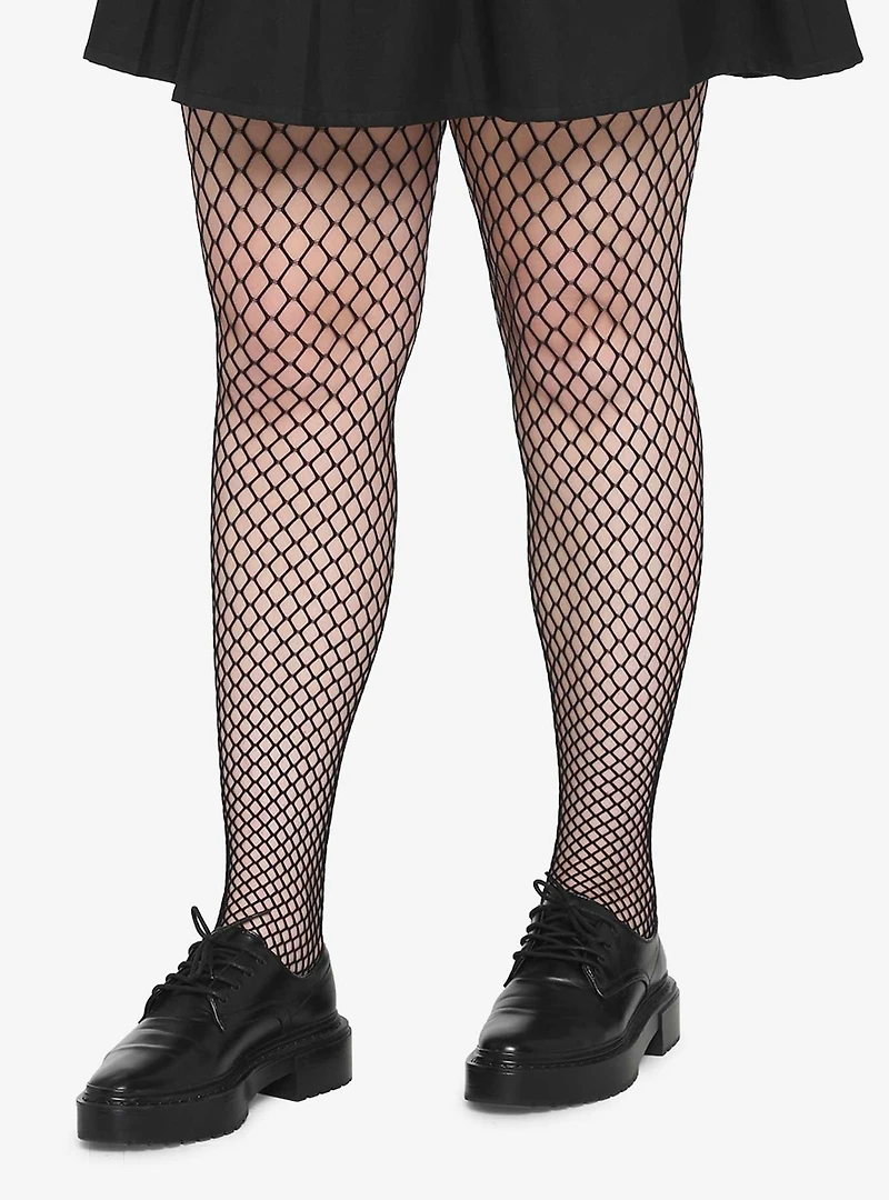 Black Octagon Fishnet Tights Plus
