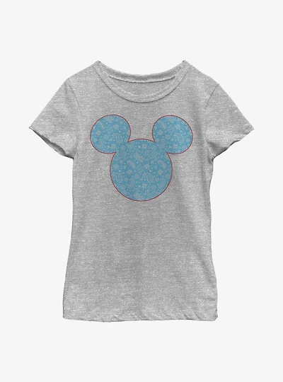 Disney Mickey Mouse Americana Paisley Youth Girls T-Shirt