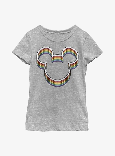 Disney Mickey Mouse Rainbow Ears Youth Girls T-Shirt