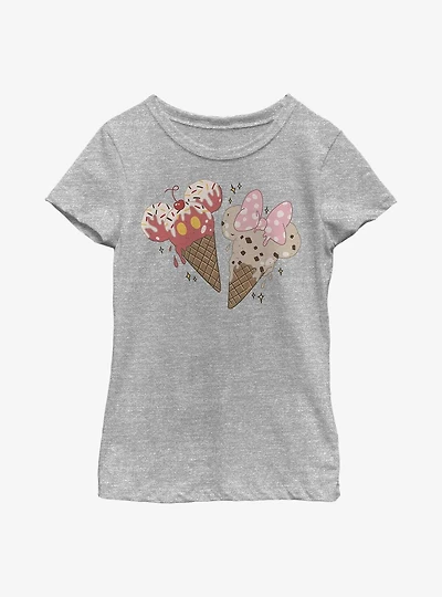 Disney Mickey Mouse Minnie Cones Youth Girls T-Shirt