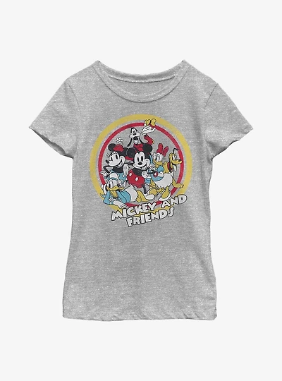 Disney Mickey Mouse Circle Of Friends Chest Youth Girls T-Shirt