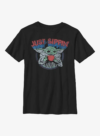 Star Wars The Mandalorian Just Sipping Youth T-Shirt