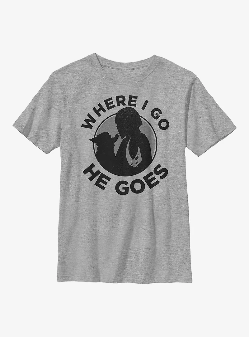 Star Wars The Mandalorian Where I Go He Goes Youth T-Shirt