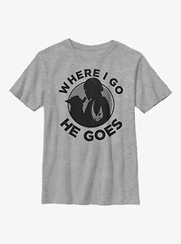 Star Wars The Mandalorian Where I Go He Goes Youth T-Shirt