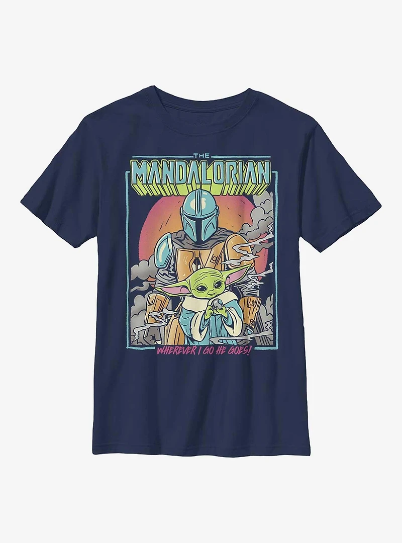 Star Wars The Mandalorian He Goes Youth T-Shirt