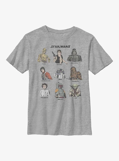 Star Wars Retro Character Cast Youth T-Shirt