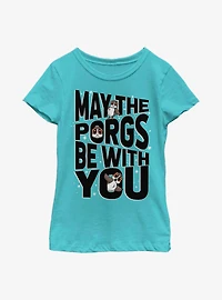Star Wars Episode VIII: The Last Jedi Porgs Be With Us All Youth Girls T-Shirt