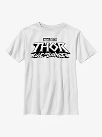 Marvel Thor: Love And Thunder White Logo Youth T-Shirt