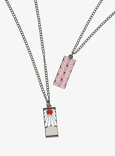 Demon Slayer: Kimetsu No Yaiba Nezuko & Tanjiro Tag Best Friend Necklace Set