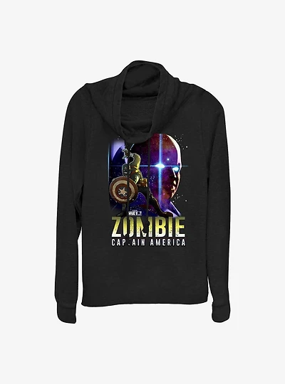 Marvel What If...? Zombie Captain America & The Watcher Cowlneck Long-Sleeve Girls Top