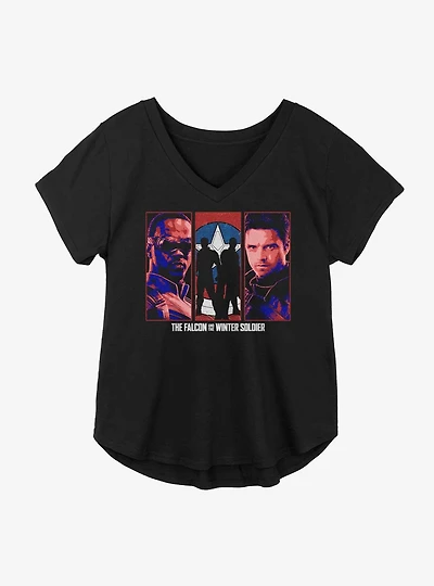 Marvel The Falcon And Winter Soldier Group Panel Girls Plus T-Shirt