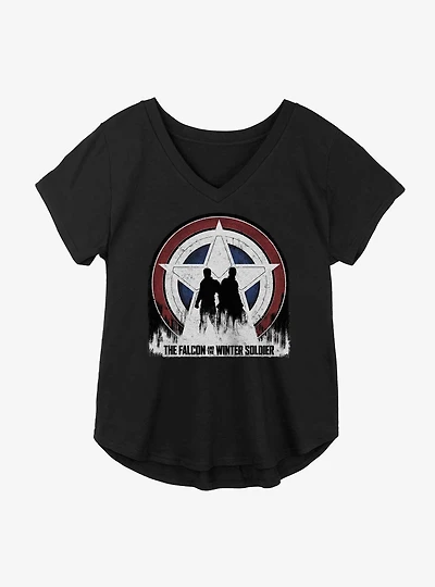 Marvel The Falcon And Winter Soldier Silhouette Shield Girls Plus T-Shirt
