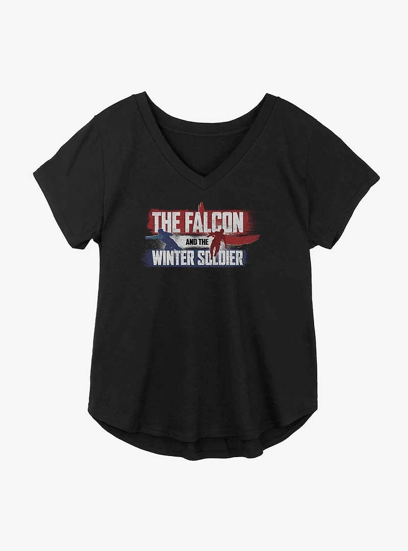 Marvel The Falcon And Winter Soldier Spray Logo Girls Plus T-Shirt