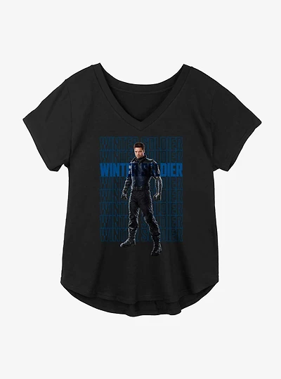 Marvel The Falcon And Winter Soldier Bucky Repeating Text Girls Plus T-Shirt