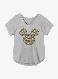 Disney Mickey Mouse Animal Print Logo Girls Plus T-Shirt