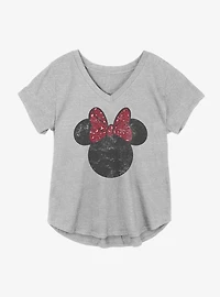 Disney Minnie Mouse Worn Red Leopard Bow Girls Plus T-Shirt