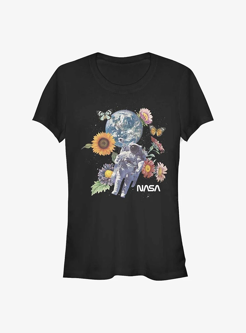 NASA Space Floral Girls T-Shirt