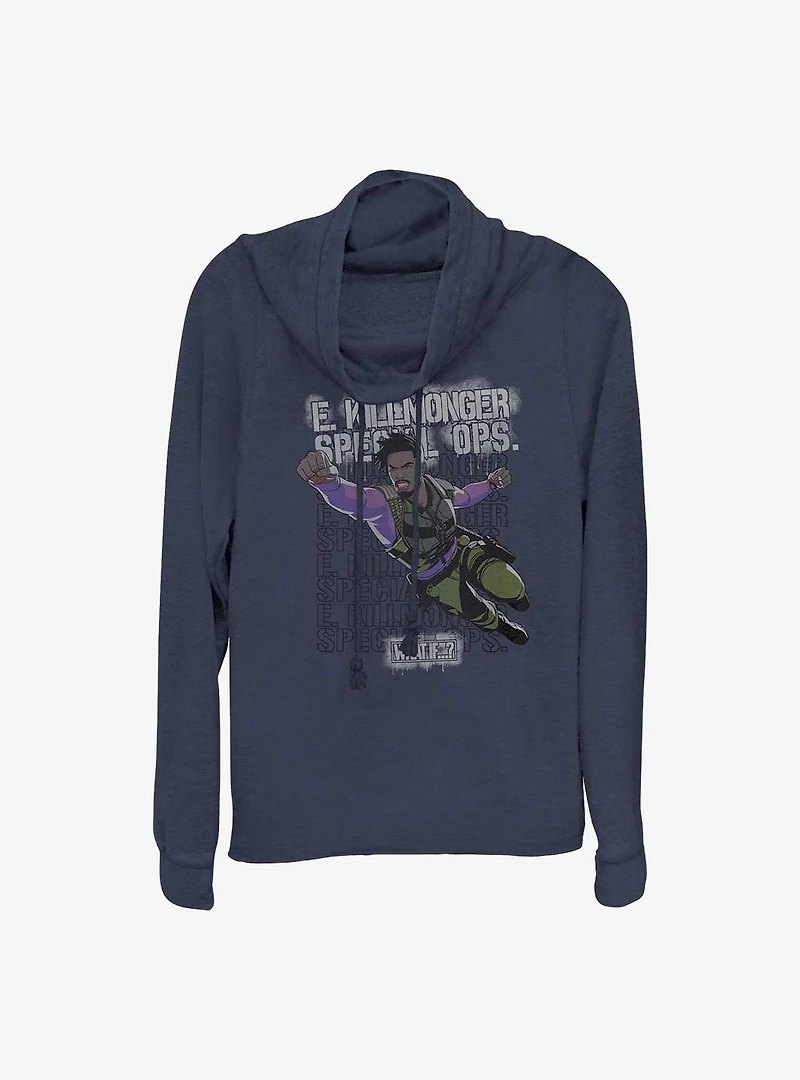 What If?? Erik Killmonger Army Brat Girls Cowlneck Long-Sleeve Top
