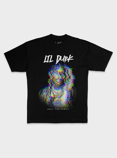 Lil Durk Only The Family Glitch Portrait T-Shirt