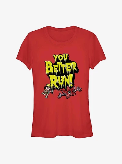 Stranger Things Dustin You Better Run Girls T-Shirt