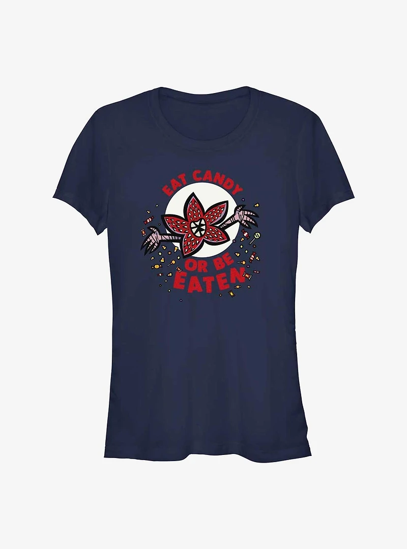 Stranger Things Eat Candy Or Be Eaten Girls T-Shirt