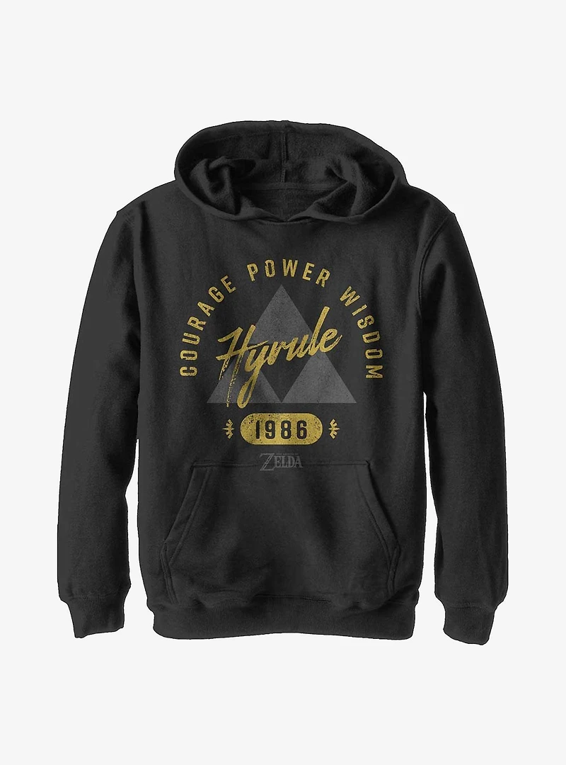 Nintendo The Legend Of Zelda Vintage Athletic Triforce 1986 Youth Hoodie