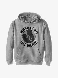 Star Wars The Mandalorian Where I Go He Goes Youth Hoodie