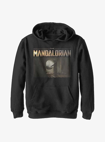 Star Wars The Mandalorian Logo Scene Youth Hoodie