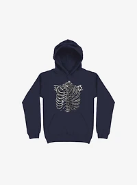 Skeleton Rib Tropical Navy Blue Hoodie