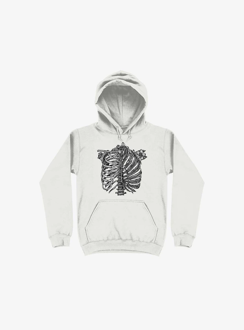 Skeleton Rib Tropical White Hoodie
