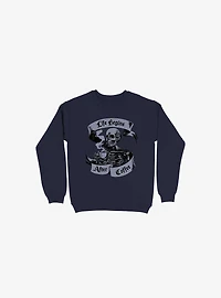Beans & Bones Coffee Skeleton Navy Blue Sweatshirt